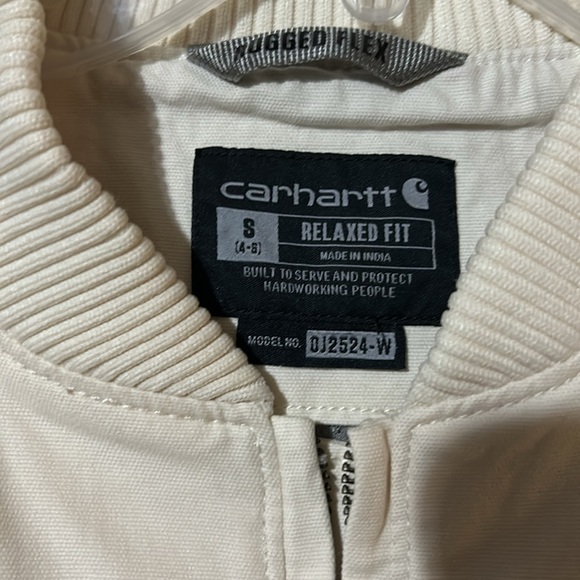 Carhart Cream Canvas Bomber Jacket Small - Picture 3 of 7